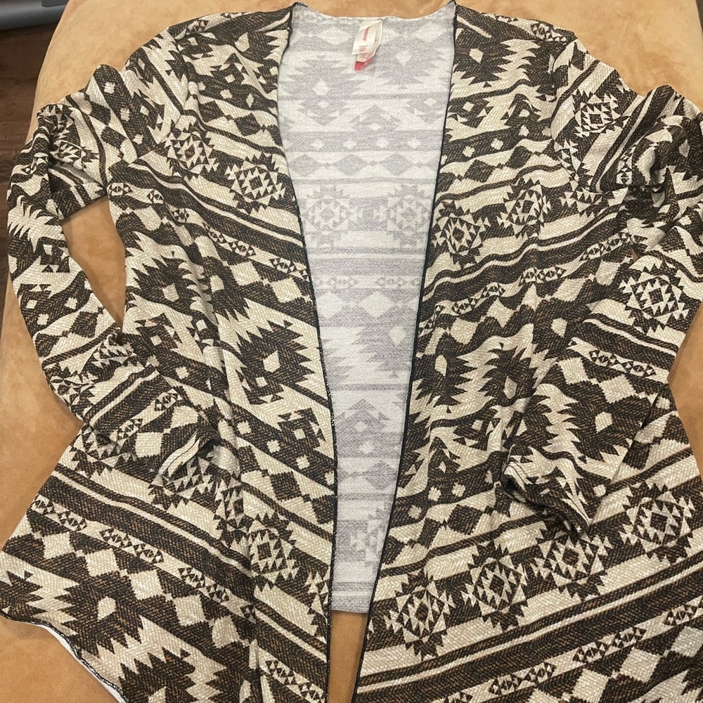 Aztec Patterned Brown and Cream Women's cardigan